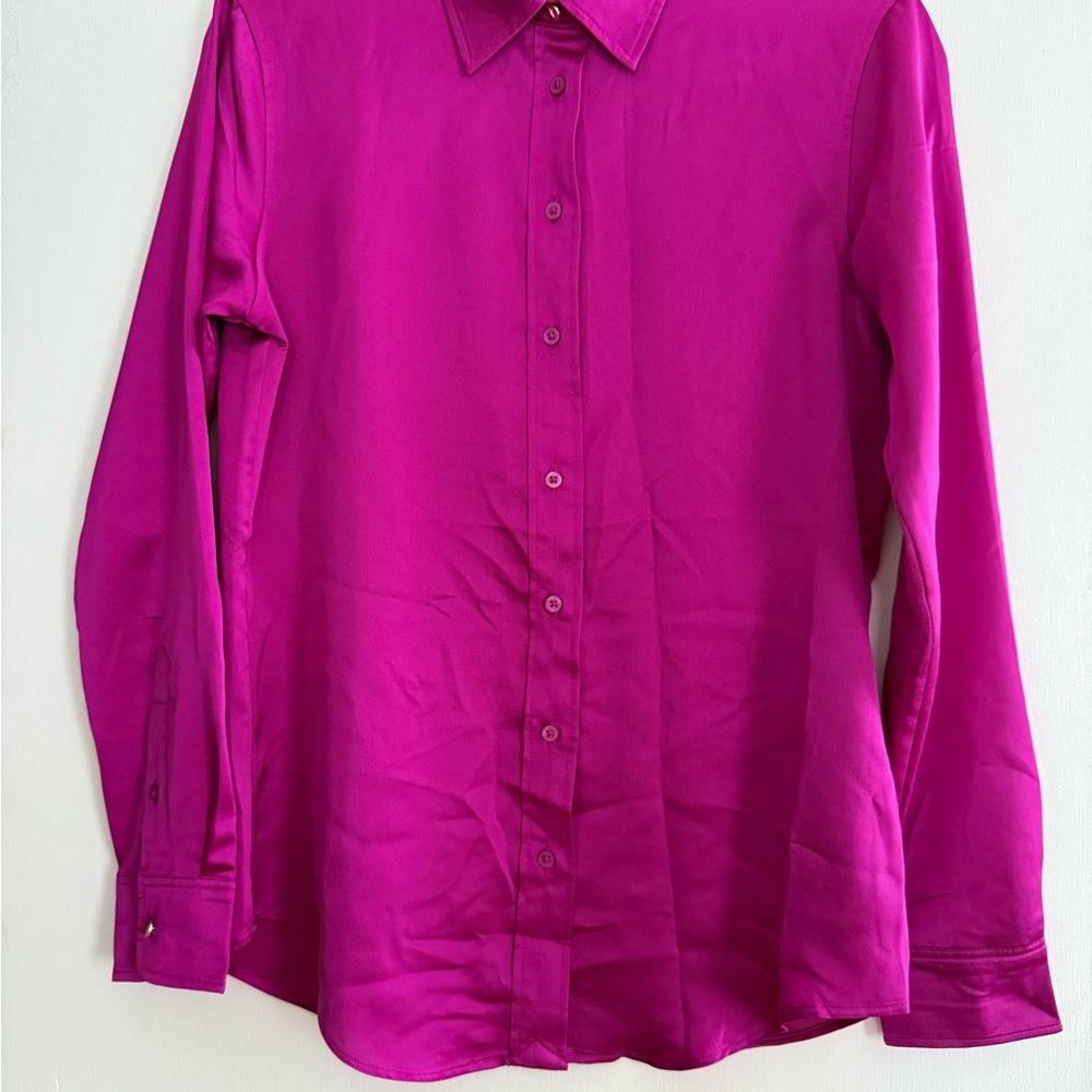 NWOT Ralph Lauren Pink Silky Button Down Shirt size petit small